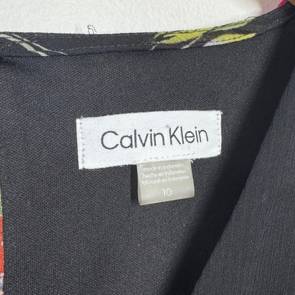 Calvin Klein Dress Women 10 Chiffon Floral Print Bell Sleeve Fairy Spring Party - Picture 5 of 8